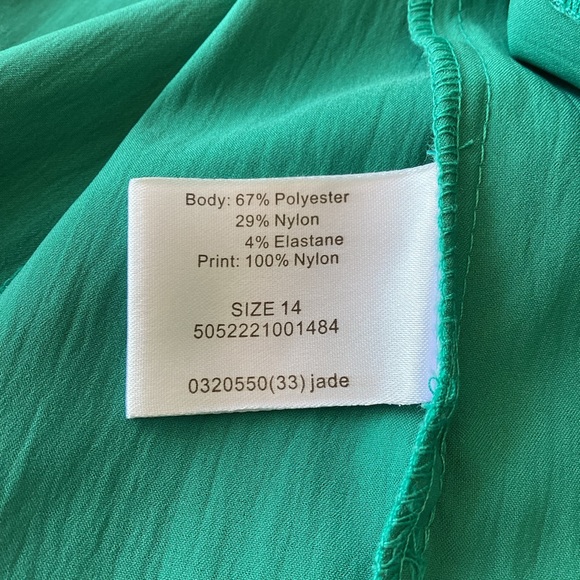 Jane Norman Y2K dress 14 turquoise green satin black embroidered vintage - Picture 4 of 16